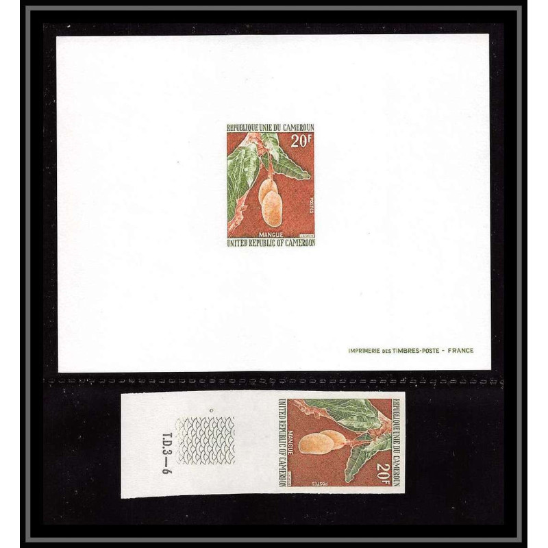 0021a Epreuve de luxe deluxe proof Cameroun N°555 mangue (mango) (fruit frut) + Non dentelé imperf ** MNH