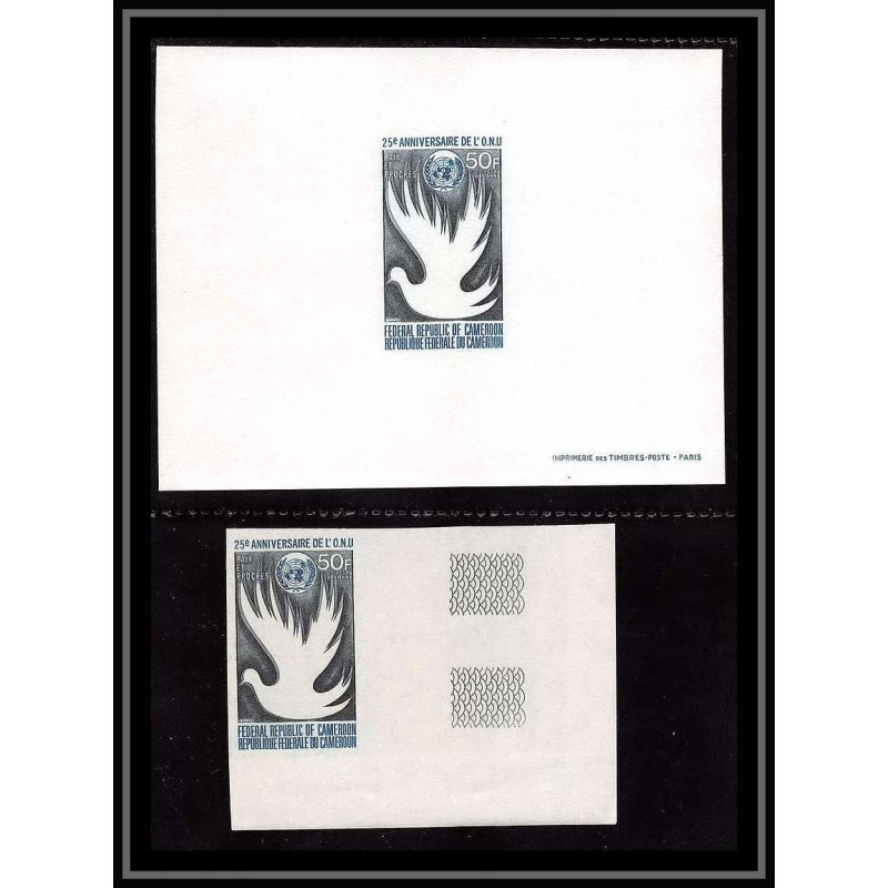 0027aEpreuve de luxe deluxe proof Cameroun N°159 onu (uno colombe dove) + Non dentelé imperf ** MNH