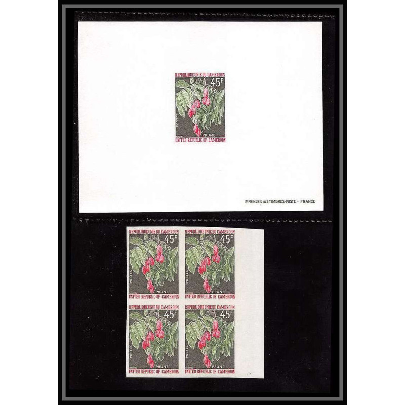 0029a Epreuve de luxe deluxe proof Cameroun N°556 fruit prune (plum frut) + Non dentelé imperf ** MNH