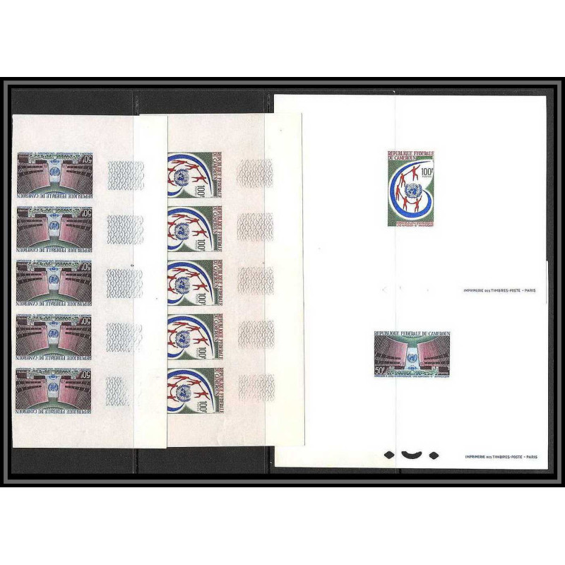 0048 Epreuve de luxe deluxe proof Cameroun N°429/430 onu (uno) united nations + Non dentelé imperf ** MNH ttb