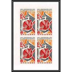 Andorre (Andorra) N°242 centenaire de l'UPU 1974 Non dentelé imperf ** MNH bloc 4 cote 440 euros