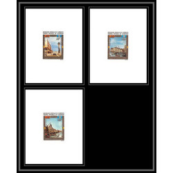 0075 Epreuve de luxe deluxe proof Cameroun Poste aerienne PA N°197/199 unesco venise (venice) Tableau (Painting)