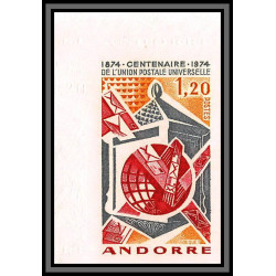 Andorre (Andorra) N°242 centenaire de l'UPU 1974 Non dentelé imperf ** MNH Coin de feuille
