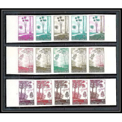 0172 RARE Epreuve de luxe deluxe proof Gabon N°220 / 222 63/64 arbre tree + Essai (proof) Non dentelé imperf MNH