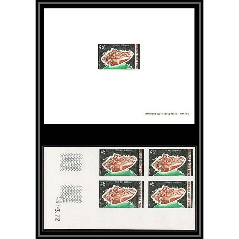 0384 Epreuve de luxe proof cote d'ivoire (IvorY) N°339 shell (shells) coquillages + coin daté bloc 4 Non dentelé imperf