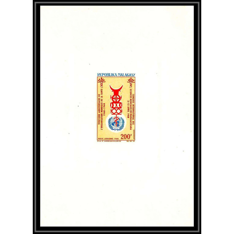 0466 Epreuve de luxe deluxe proof Madagascar (malagasy) Poste aerienne PA N°104 oms WHO -santé