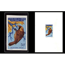 0555 Epreuve de luxe deluxe proof congo Poste aerienne PA N°47 oiseaux (birds) philaeterus + Non dentelé imperf
