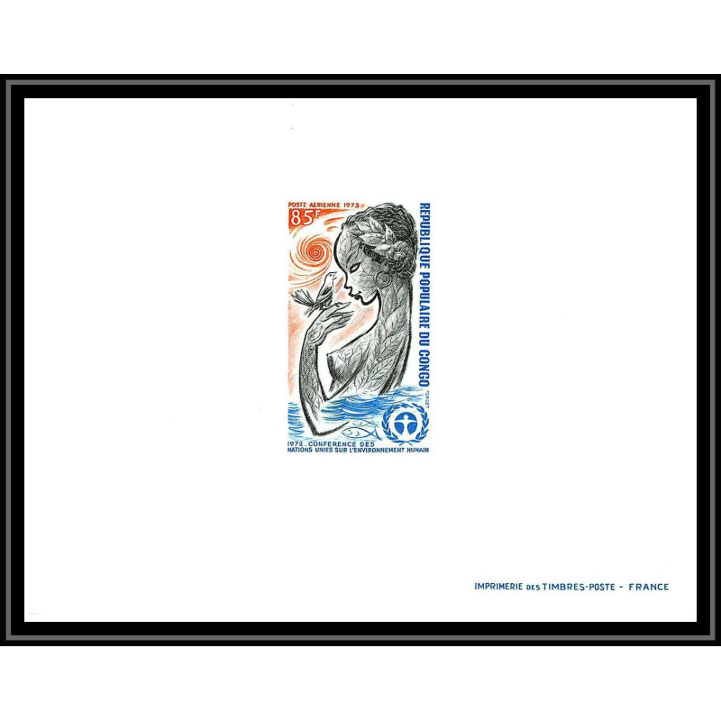0588 Epreuve de luxe deluxe proof congo PA N°145 conférence sur l´environnement onu (uno) nations unies sirene naiade