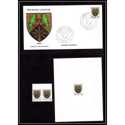 0876- épreuve de luxe / deluxe proof Gabon (gabonaise) N° 338/340 blasons armoiries + Non dentelé imperf ** MNH fdc