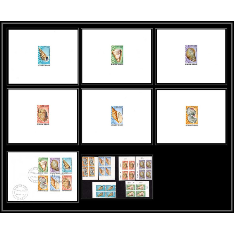 1009 épreuve de luxe / deluxe proof Togo - N° 818/821 + 237/238 COQUILLAGES shell + Non dentelé imperf ** MNH + fdc
