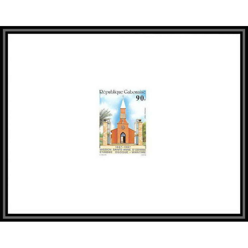 1669 épreuve de luxe / deluxe proof Gabon (gabonaise) N° 627 ** Mission, Sainte-Anne Odimba Croix Eglise Religion church