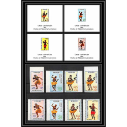 2169b/ Centrafricaine N°139/142 Danses dance épreuve deluxe proof Non dentelé imperf perfect set bord de feuille