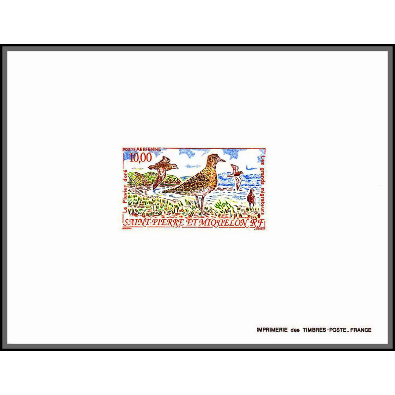 2196/ Saint-Pierre et Miquelon PA N°73 le pluvier doré golden plover oiseaux birds épreuve de luxe deluxe proof 1993