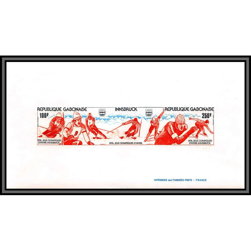 2446 gabon gabonaise Bloc N°25 Innsbruck 1976 jeux olympiques olympic games bloc MNH ** Non dentelé imperf ski skating