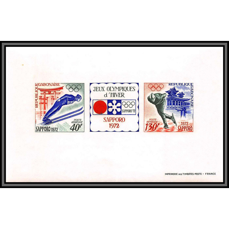 2449/ gabon gabonaise BF N°19 Sapporo 1972 jeux olympiques olympic games MNH ** Non dentelé imperf japan ski skating