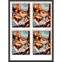 2453 gabon gabonaise PA N°104/106 Tableau Painting RAPHAEL 1970 Non dentelé imperf BLOC 4