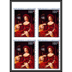 2453 gabon gabonaise PA N°104/106 Tableau Painting RAPHAEL 1970 Non dentelé imperf BLOC 4