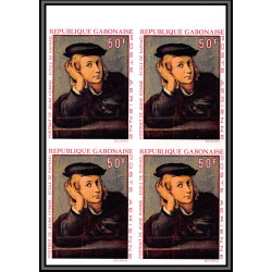 2453 gabon gabonaise PA N°104/106 Tableau Painting RAPHAEL 1970 Non dentelé imperf BLOC 4