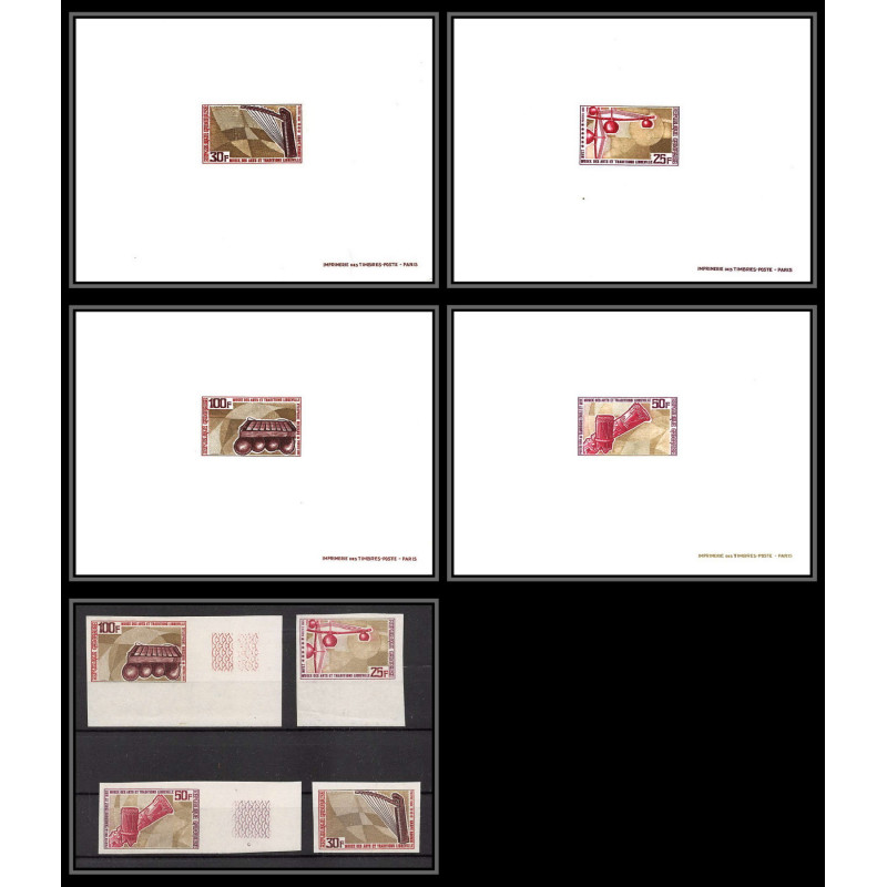 2454 gabon gabonaise PA N°239/242 musée museum art 1969 épreuve de luxe deluxe proof Non dentelé imperf