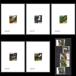 2455 gabon gabonaise N°278/282 oiseaux (birds) aigrette halcyon touraco épreuve de luxe deluxe proof Non dentelé imperf