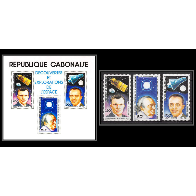 2456 gabon gabonaise Bloc BF 38 + PA N°244/246 URANUS 1981 espace (space) gagarin gagarine shepard herschel