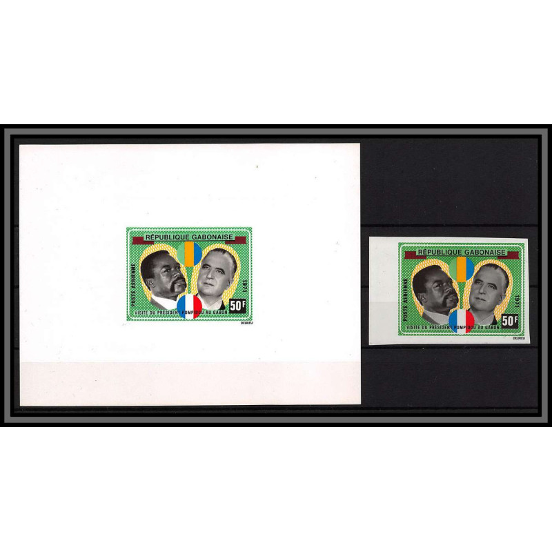2465 gabon gabonaise PA N°107 visite du président pompidou 1971 épreuve de luxe deluxe proof Non dentelé imperf