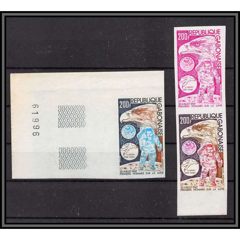2482 gabon gabonaise PA N°149 premier homme sur la lune espace space Non dentelé ** MNH essais proof aigle eagle