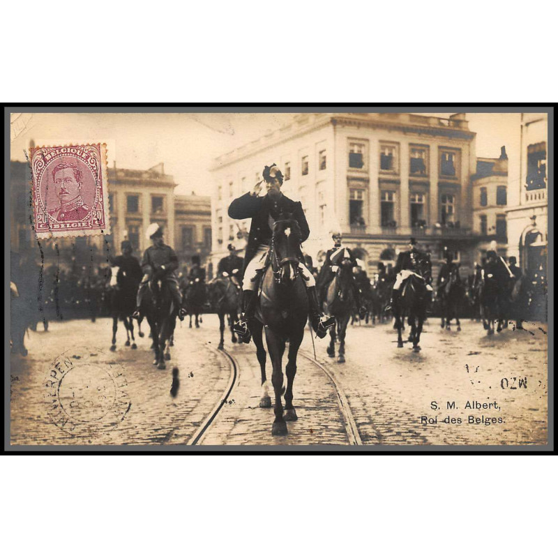 56682 N°140 albert 1er roi belgique 1921 anvers rue des belges Carte photo maximum (card) RRR
