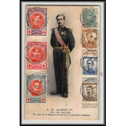 56686 N°129/131 albert 1er roi des belges 1915 belgique pour enghien RRR Carte maximum (card) recommandé havre spécial