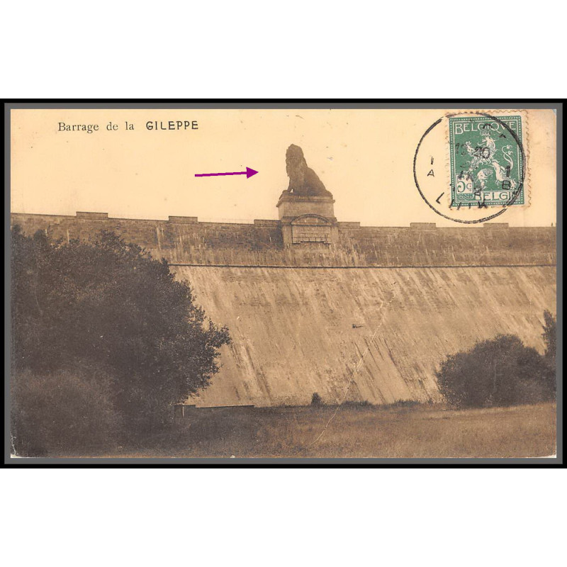 56687 N°110 Lion 1912 barrage de gileppe statue lion belgique Carte maximum (card)