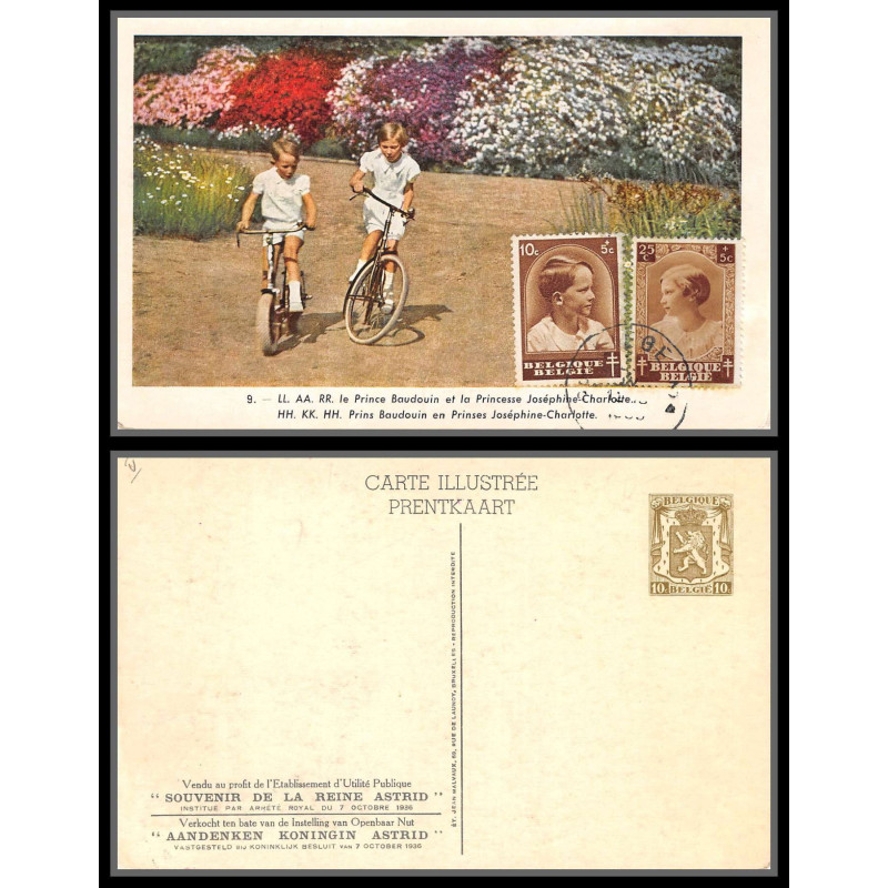 56736 N°438/459 prince baudouin josephine charlotte 1937 belgique Carte maximum entier postal fdc édition malvaux