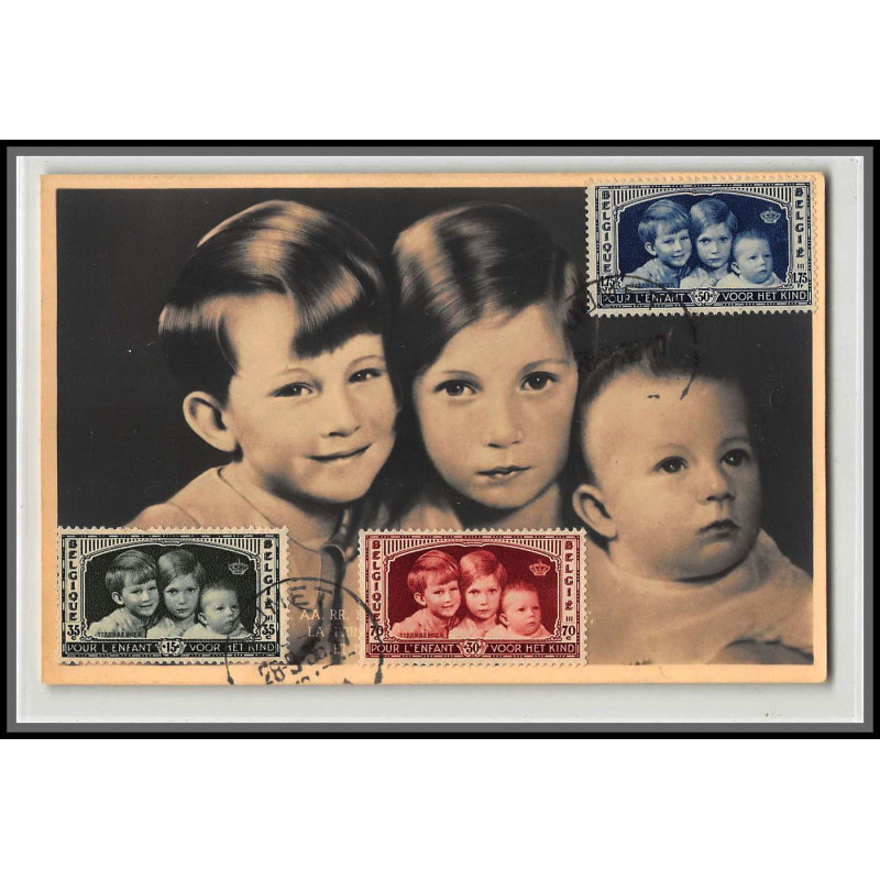 56737 N°404/406 enfants royaux baudouin josephine albert 28/9/1936 belgique Carte maximum (card) édition stevens