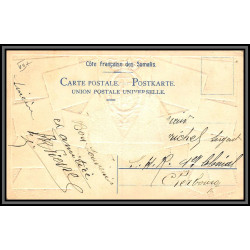 56816b N°8 vue de djibouti 1904 cote francaise des somalis Carte maximum (card) timbres gaufrée embossée