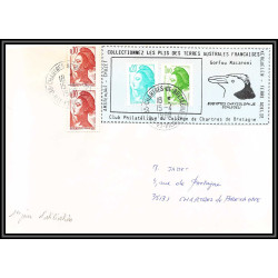 71554 porte timbre 1988 gorfou macaroni oiseaux birds collectionnez les plis des terres australes taaf lettre cover