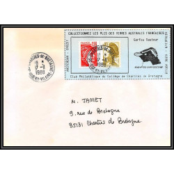 71559 porte timbre 1988 gorfou sauteur oiseaux birds collectionnez les plis des terres australes taaf lettre cover