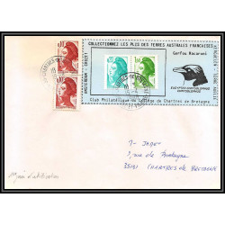 71561 porte timbre 1988 gorfou macaroni oiseaux birds collectionnez les plis des terres australes taaf lettre cover