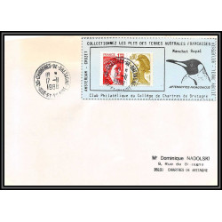 71582 porte timbre 1988 manchot royal oiseaux birds collectionnez les plis des terres australes taaf lettre cover