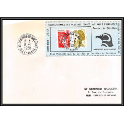 71585 porte timbre 1988 manchot oiseaux birds collectionnez les plis des terres australes taaf lettre cover France