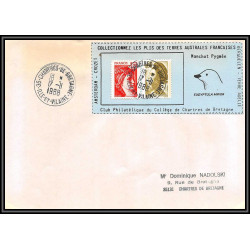71588 porte timbre 1988 manchot pygmée oiseaux birds collectionnez les plis des terres australes taaf lettre cover