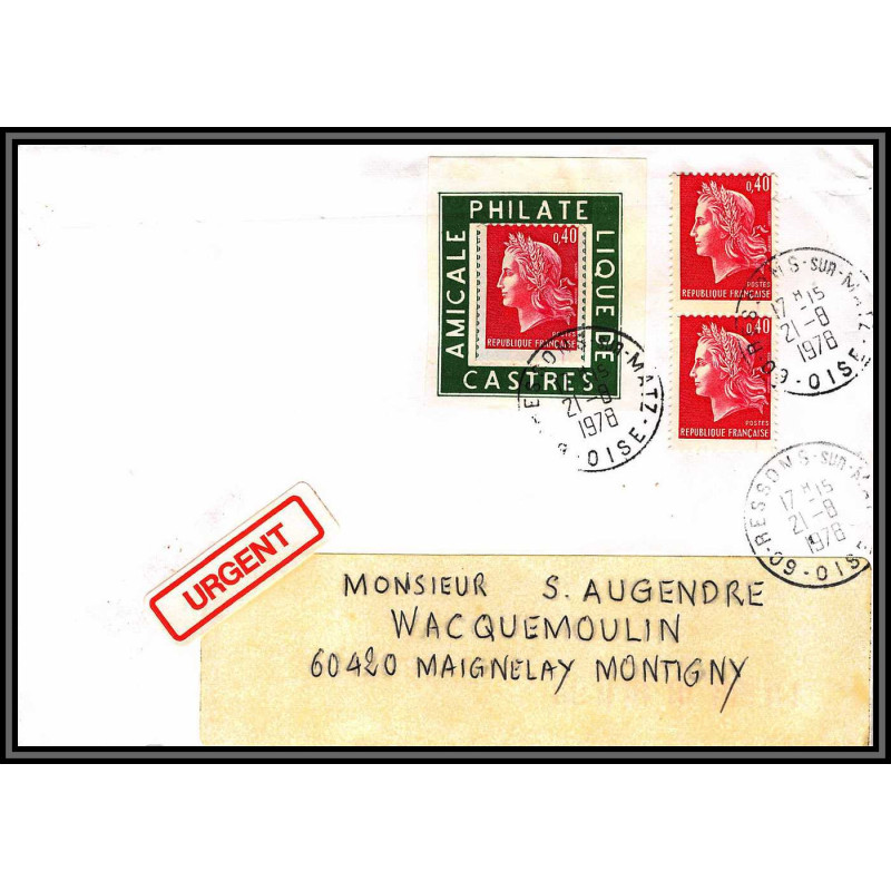 72125 porte timbre resson sur matz oise 1978 amicale philatelique de castres Tarn cheffer 1536 lettre cover France