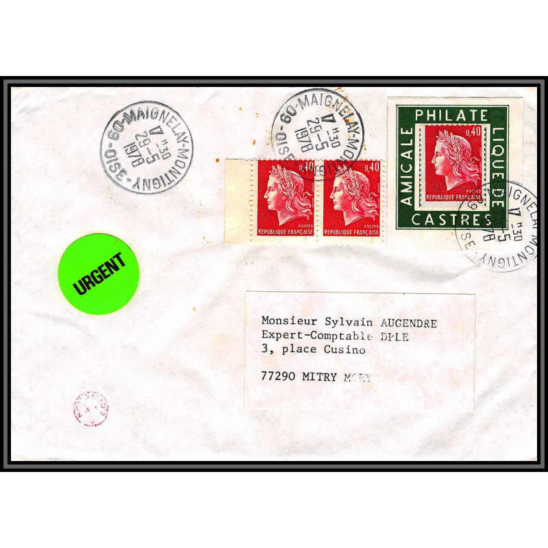 72129 porte timbre maignelay montigny oise 1978 amicale philatelique de castres Tarn cheffer 1536 lettre cover France