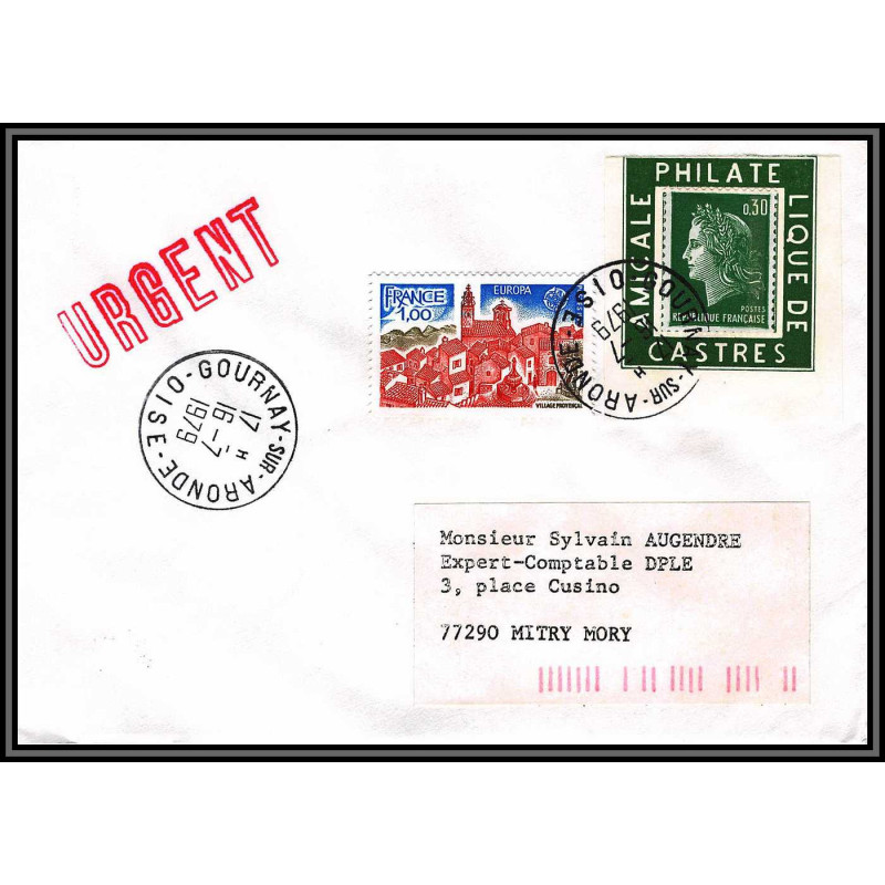 72137 porte timbre gournay sur aronde oise 1979 amicale philatelique de castres Tarn cheffer 1611 europa lettre cover