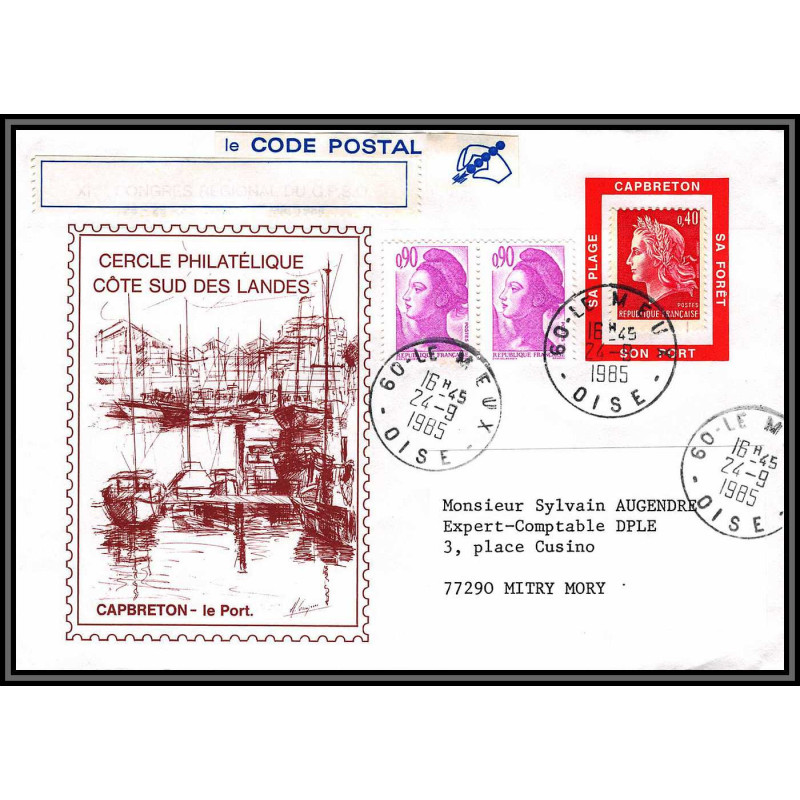 72530 porte timbre le meux oise capbreton Landes 1985 cheffer lettre cover France