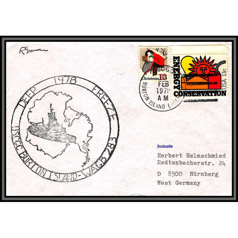 97031 signé signed deep freeze burton island 13/2/1978 usa arctique arctic north pole lettre cover