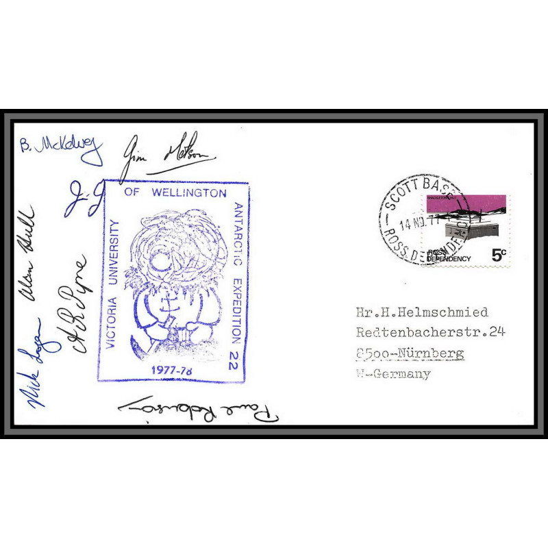 97084 signé signed expedition 22 14/11/1977 ross antarctic antarctique lettre cover
