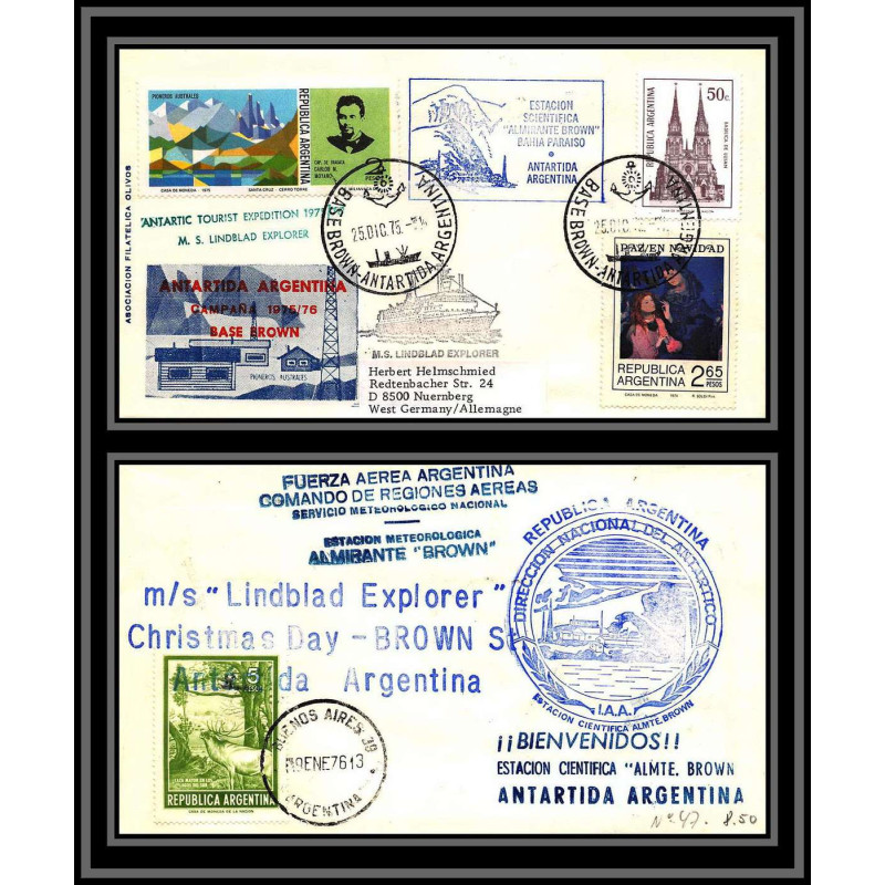 97088 antartida 1975/1976 tourist expedition base brown argentine argentina arctique arctic north pole lettre cover