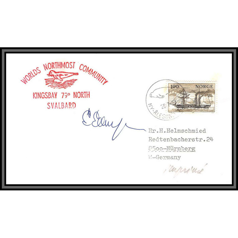97187 signé signed kingsbay svalbard 28/7/1977 norge norvège arctique arctic north pole lettre cover