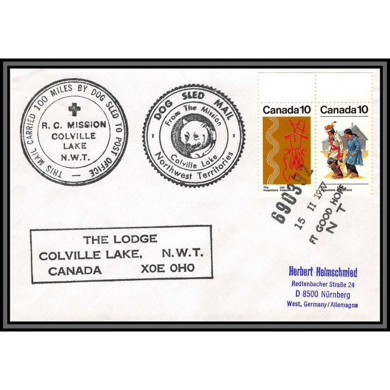 97222 colville lake mission 15/11/1977 canada arctique arctic north pole lettre cover
