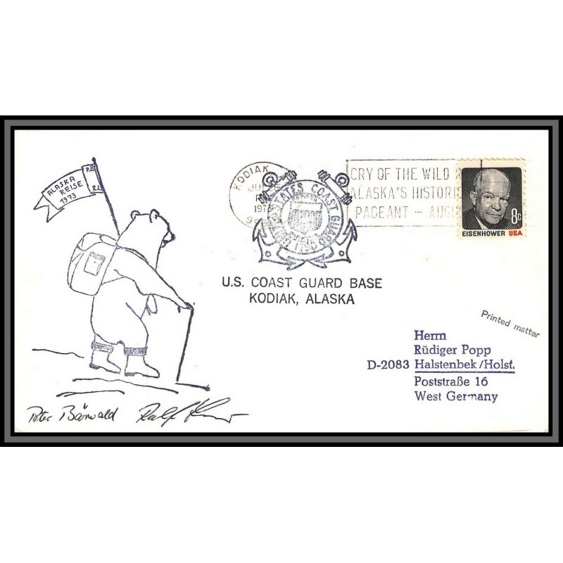 97224 signé signed guard base kodiac alaska 1973 usa arctique arctic north pole lettre cover