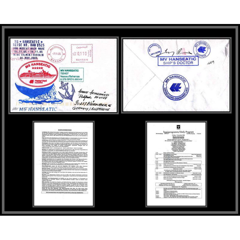 97699 signé signed manama muscat mahe 7/11/2005 Hanseatic Wondercruises naval navale lettre cover